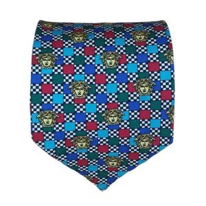VERSUS GIANNI VERSACE Blue Monogrammed Medusa Silk Tie ITALY 57"/ 4" EC